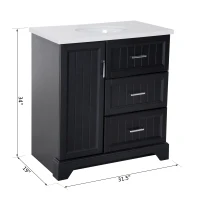 Kleankin 34” Modern Ceramic Sink Bathroom Vanity Set(m-3)