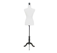 HomCom 35” - 26” - 35” Female Sewing Adjustable Mannequin Torso Dress Form With Tripod Base - White(m-6)