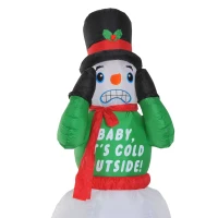 HomCom 7' Tall Outdoor Animated Inflatable Inflatable Christmas Lawn Decoration - Shivering Snowman(m-11)