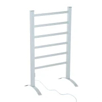 HomCom 6-Bar Bathroom Freestanding Aluminum Electric Heated Towel Warmer Drying Hanger Rack(m-2)
