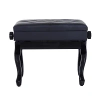 HomCom Faux Leather Traditional Adjustable Storage Piano Bench - Black(m-4)