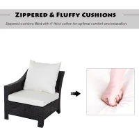 Outsunny 4 Piece Outdoor Patio Rattan Wicker Loveseat and Chair Set(m-4)