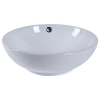 Kleankin 16.5"D Round Above Counter Vessel Sink Porcelain Ceramic Bathroom Vanity Sink Art Basin - Glossy White(m-5)