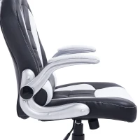 HomCom High Back Racing Style Ergonomic Gaming Chair With Armrest, Lumbar And Head Support - White / Black(m-10)