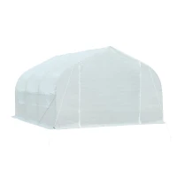 Outsunny 11' x 10' x 7' Outdoor Portable Walk-In Tunnel Greenhouse with Windows - White(m-8)
