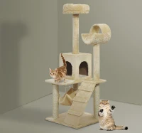 PawHut 52" Sisal Cat Scratcher Multi-Level Tree Interactive Playground Toy With Tunnel, Ramp, Perches(m-2)