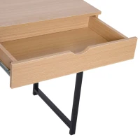 HomCom 20" Wood Metal Modern Computer Desk with Slide Out Drawers - Natural Wood / Black(m-7)