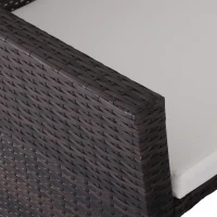 Outsunny 2 Piece Rattan Wicker Outdoor Loveseat with Sunshade Canopy and Nesting Ottoman Footrest - Brown(m-12)