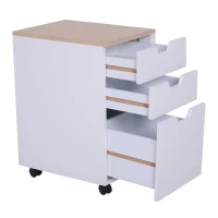 Open Box HomCom 24" 3-Drawer Modern Rolling Storage Cabinet Office Supply Printer Cart With Locking Wheels(m-7)