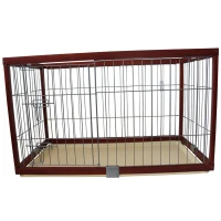 Pawhut Deluxe Folding Wood Pet Dog Pen - 37"L x 25"W x 28"H - Cherry Red(m-2)