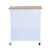 HomCom 30" Kitchen Island Rolling Cart With 6 Bottle Fancy Wine Rack Stemware Storage(m-5)