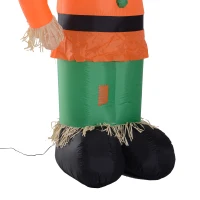 HOMCOM 7’ LED Outdoor Halloween Thanksgiving Inflatable Decoration - Smiling Scarecrow Holding Pumpkin(m-10)