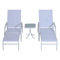 Outsunny 5 Piece Metal Outdoor Patio Furniture Leisure Set - Cream White(m-4)