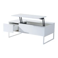 HomCom 43" Modern Lift Top Coffee Table with Hidden Storage - Matte White(m-2)