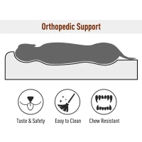 PawHut Orthopedic 52" x 36" Suede Padded Pet Dog Bed  Memory Foam Bolster with Pillow - Brown with Army Green Liner(m-4)