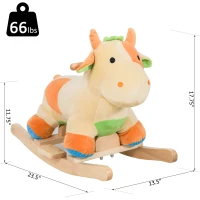 Qaba Kids Rocking Horse Toy Cow Ride on Rocker - Brown with Realistic Sounds(m-3)
