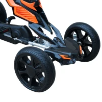 Aosom Kids Outdoor Pedal Powered Ride-On Go Kart Racer Car with Hand Brake and Non-Slip Wheels - Orange(m-9)
