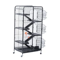 Pawhut 52" 6 Level Indoor Small Animal Cage Hutch - Black(m-4)
