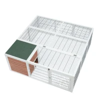 PawHut 64" Wooden Outdoor Guinea Pig Hutch Rabbit Cage Playpen with Run and Enclosed Cover(m-1)
