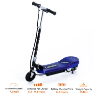 Aosom Blue High-Powered 120W Motorized Kids Folding Electric Scooter with LED Lights(m-2)
