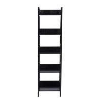 HomCom 5-Shelf Modern Ladder Bookcase - Black(m-3)