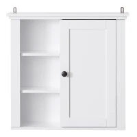HomCom 21" Wood Wall Mount Bathroom Linen Storage Cabinet - White(m-9)