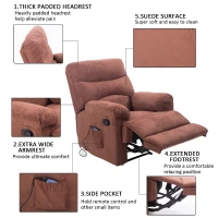 HomCom Faux Suede Heated Vibrating Massage Recliner Chair with Remote - Cinnamon Brown(m-3)