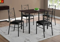 Monarch 5 Piece 43" Rectangular Metal Framed Table and Chairs Dining Set - Cappuccino / Black(m-2)