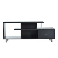 HomCom 60” Media Center Flat Screen TV Stand With Single Drawer Storage - Black(m-5)