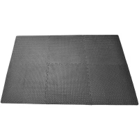 Soozier 24 sq ft Exercise Interlocking Protective Flooring - Six 24" x 24" x 3/8" Tiles - Black Diam(m-2)