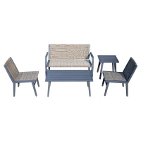 Outsunny 5 Piece Outdoor Patio Rattan Wicker Loveseat Conversation Set(m-6)