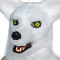 HomCom White Fox Costume Mouth Mover Hood(m-5)
