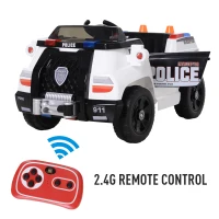 Aosom 6V Electric Ride-On Police Car Vehicle for Kids with Remote Control - Music, Lights and Siren(m-4)