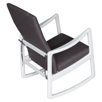 HomCom Modern Wood Rocking Chair Indoor Porch Furniture for Living Room - White / Gray with Cushion(m-7)