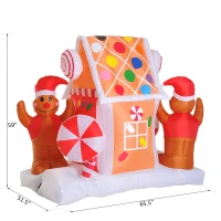 HomCom 5' 6 LED Outdoor Christmas Gingerbread House Inflatable(m-3)