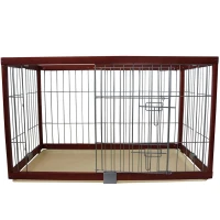 Pawhut Deluxe Folding Wood Pet Dog Pen - 37"L x 25"W x 28"H - Cherry Red(m-5)