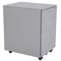 Vinsetto 24" Metal 3 Drawer Locking Under Desk Filing Cabinet On Wheels - Grey(m-8)