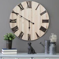 Stratton Distressed White Wood Wall Clock(m-2)