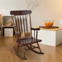 HomCom Wooden Baby Nursery Rocking Chair - Dark Brown(m-1)