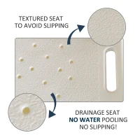 HomCom Rectangular Height Adjustable Mobility Medical Grade Stabilized Shower Seat Bath Stool(m-4)