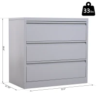 HomCom 32" W x 18" D x 30" H 3 Drawer Steel Metal Lateral File Cabinet(m-4)