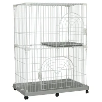 PawHut 48" Steel Wire Vertical Cat Pet Cage - White(m-2)