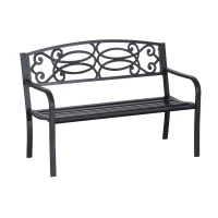 Outsunny 2 Seater 50" Steel Flowering Design Decorative Lawn Patio Garden Bench(m-1)