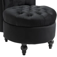 HomCom 45" Chesterfield Tufted High Back Velveteen Upholstered Accent Chair Couch for Livingroom Bedroom - Black(m-11)