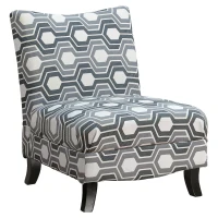 Monarch Contemporary Upholstered Fabric Armless Accent Chair - Grey Geometric Pattern(m-1)
