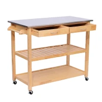 HomCom 44" Stainless Steel Top Rolling Kitchen Trolley Cart(m-1)