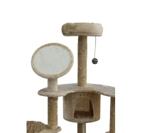 Pawhut 60" Cream Cat Tree Condo - Cream(m-7)
