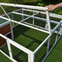 PawHut 64" Wooden Outdoor Guinea Pig Hutch Rabbit Cage Playpen with Run and Enclosed Cover(m-9)