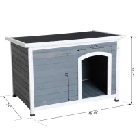 PawHut 46” x 31” Wooden Rustic Outdoor Elevated Dog House With Hinged Roof(m-3)