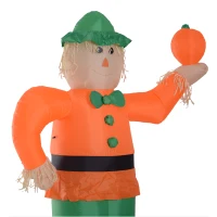 HOMCOM 7’ LED Outdoor Halloween Thanksgiving Inflatable Decoration - Smiling Scarecrow Holding Pumpkin(m-7)
